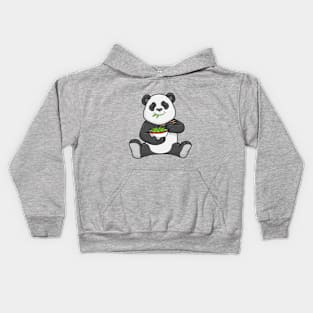 Panda with bowl salad Kids Hoodie